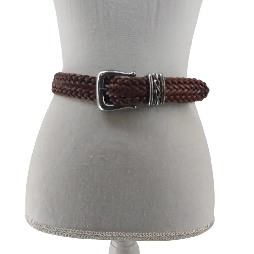 Brighton Brown Womens Leather Belt Braided Small Casual 1995